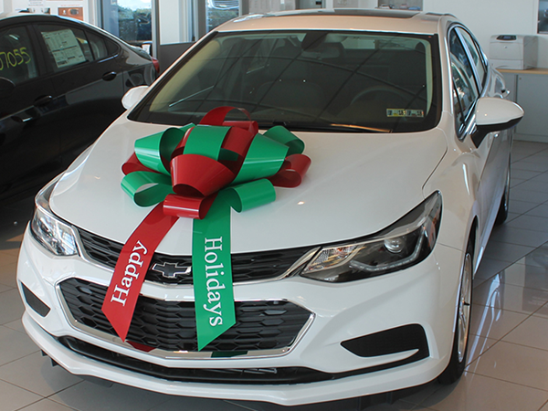 30" Vinyl Car Bow - Happy Holidays