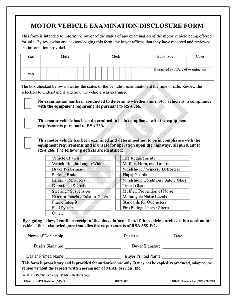 Safety Examination Bundle - Stickers / Disclosure Form / Checklist Form