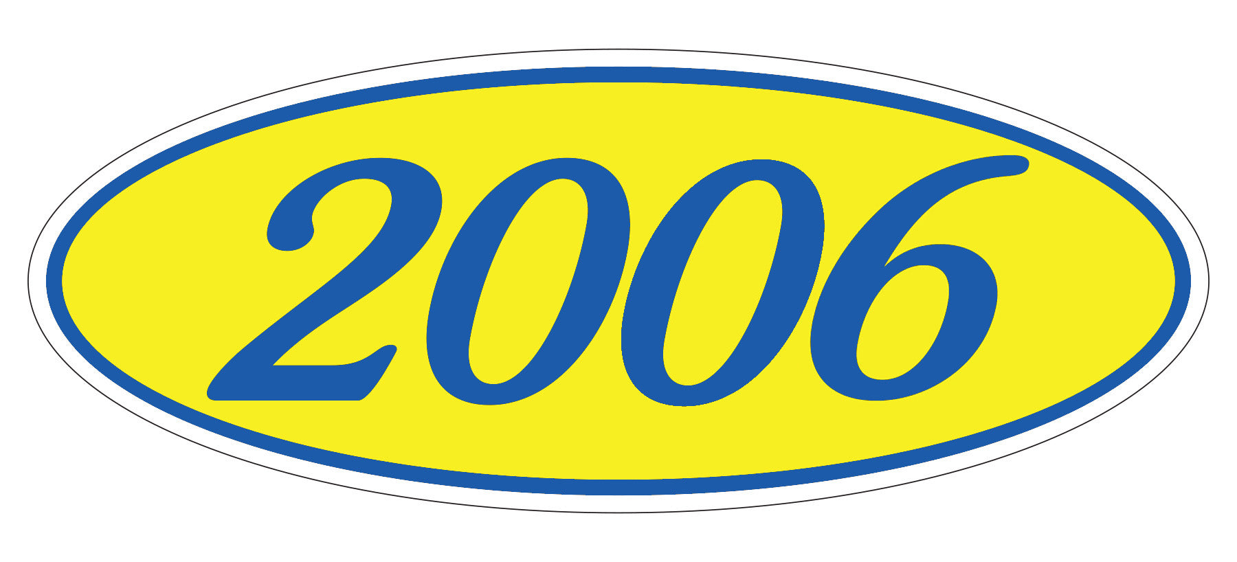 [CLEARANCE] Oval Year Decals - Medium Blue/Yellow