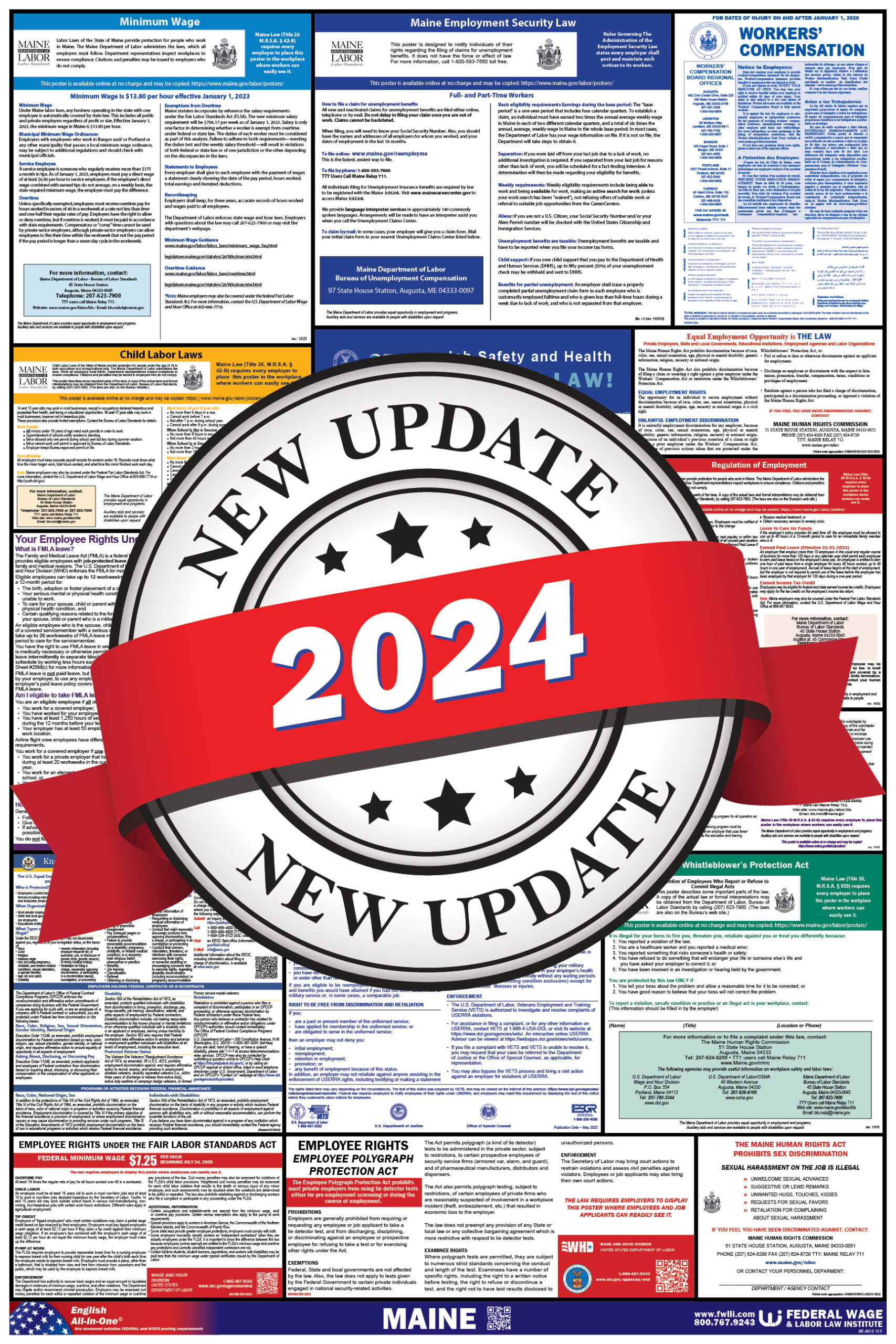 Federal & State Labor Law Poster 2024 - Maine (v14.0)