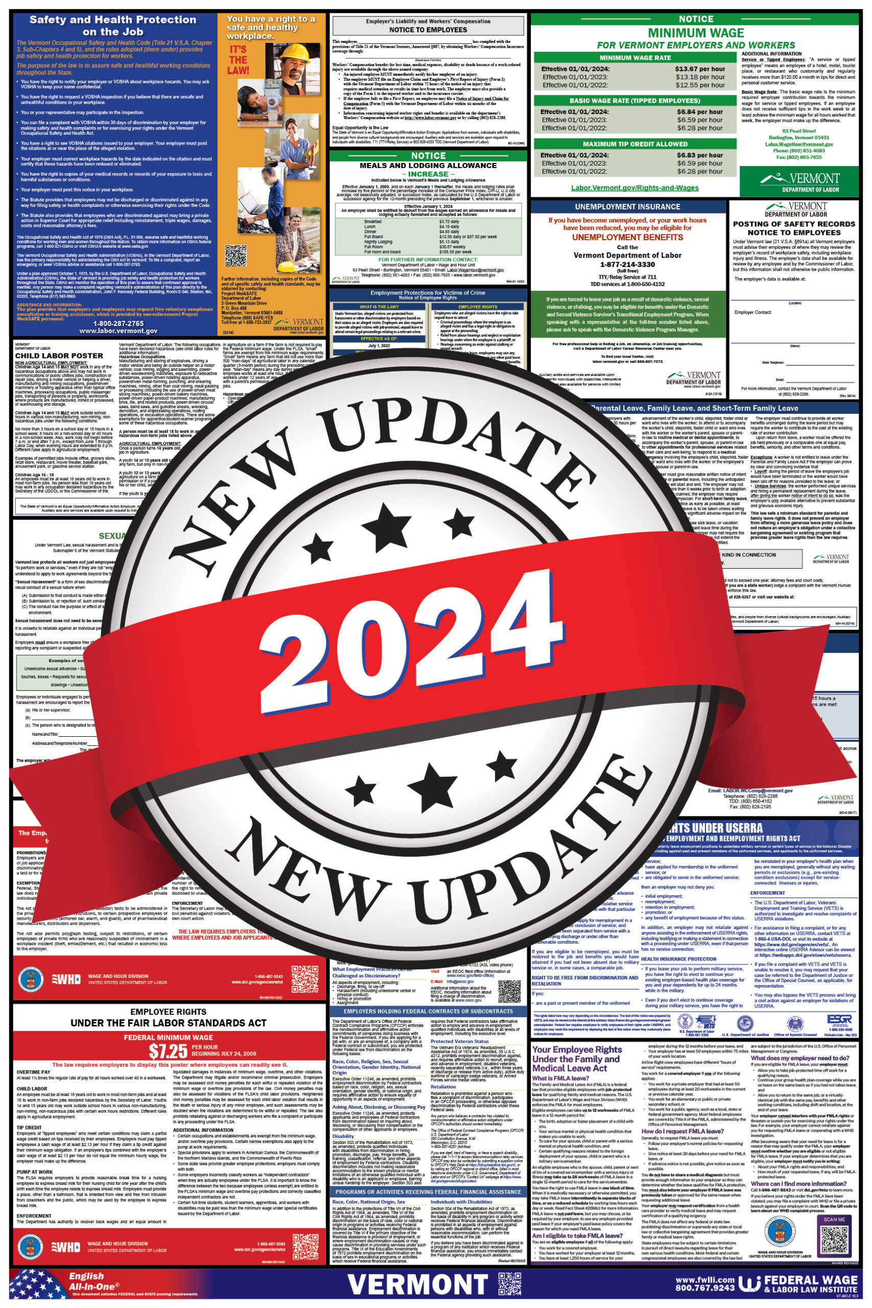 Federal & State Labor Law Poster 2024 - Vermont (v15.0)