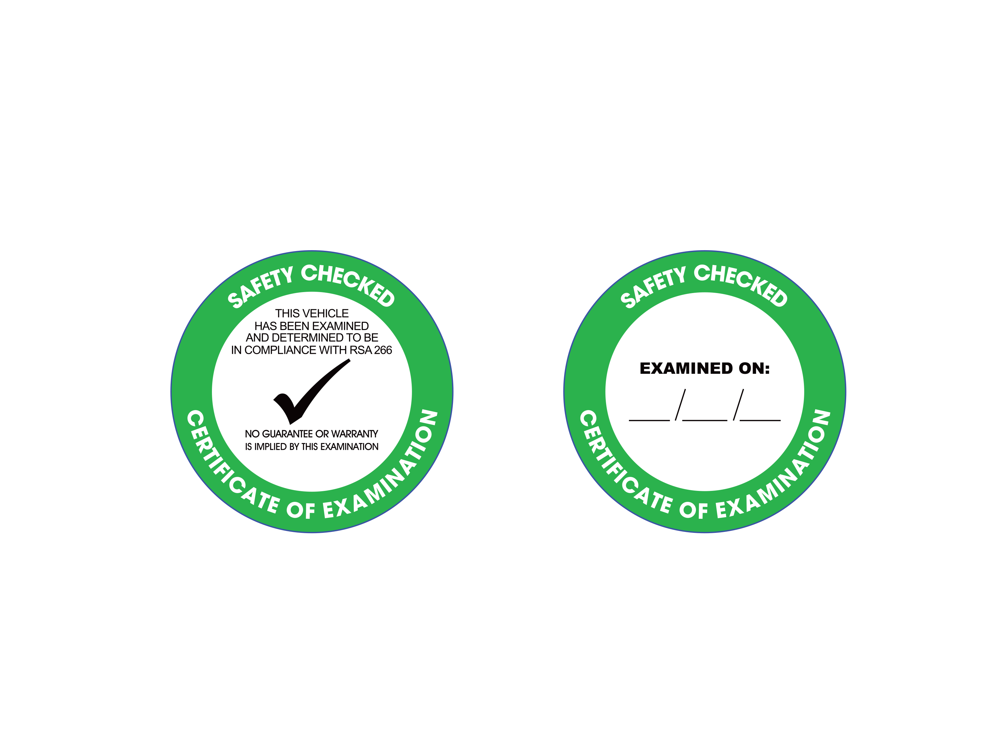 Certificate Of Examination Decals (Double-Sided) (COE)