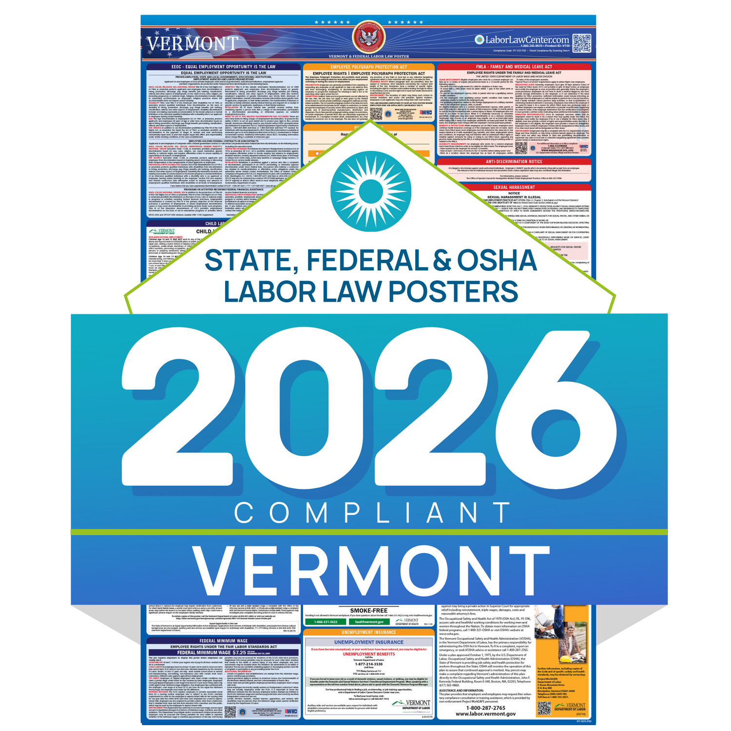 Federal & State Labor Law Poster 2026 - Vermont