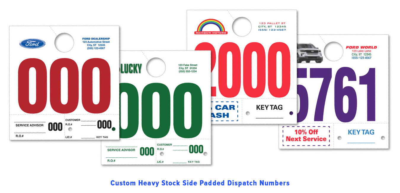 Custom Heavy Stock Side Padded Dispatch Numbers