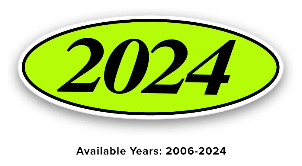 Oval Year Decals - Black/Fluorescent Green