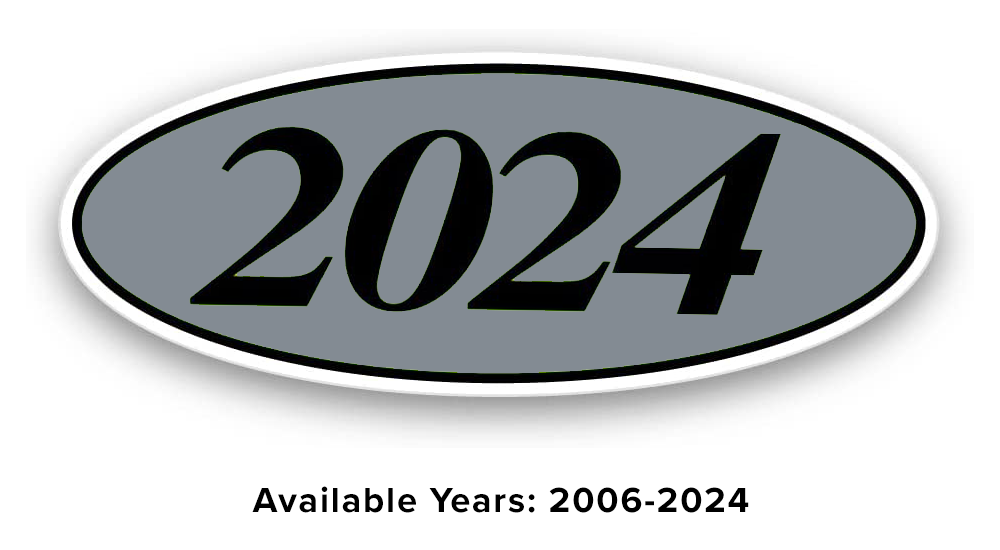 Oval Year Decals - Black/Silver