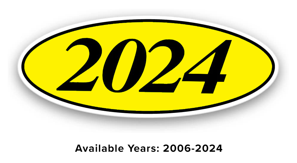 Oval Year Decals - Black/Yellow