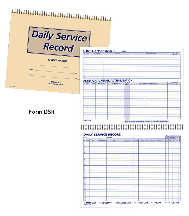 Daily Service Record Book (DSR)