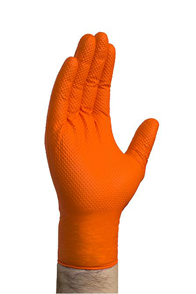 Premium Heavy-Duty Orange Nitrile Gloves