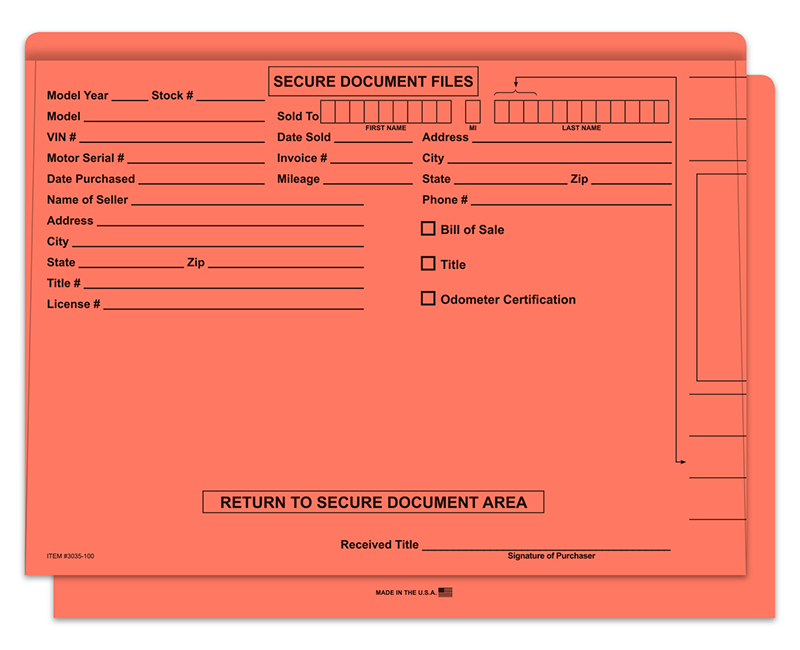 Legal File Color Code Key FILE RIGHT Color Code Vehicle Deal Jackets