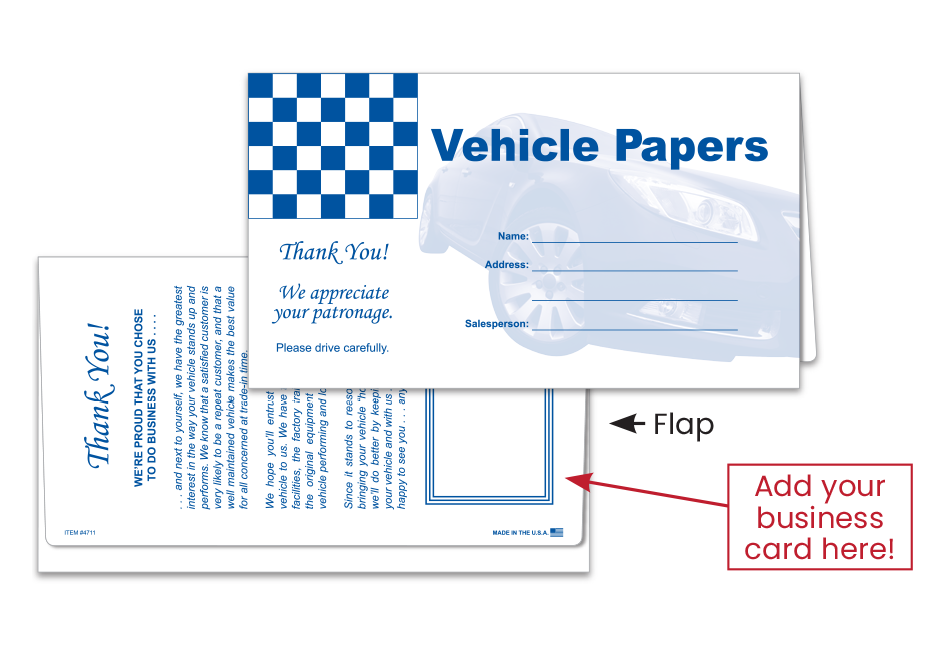 Stock Vehicle Paper Wallets