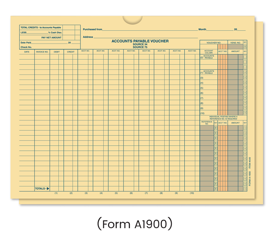 Automated Style Accounts Payable Voucher Jacket (A-1900)