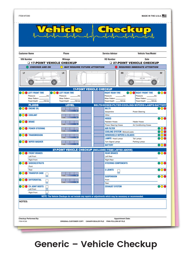 Multi-Point Inspection Forms - Vehicle Checkup