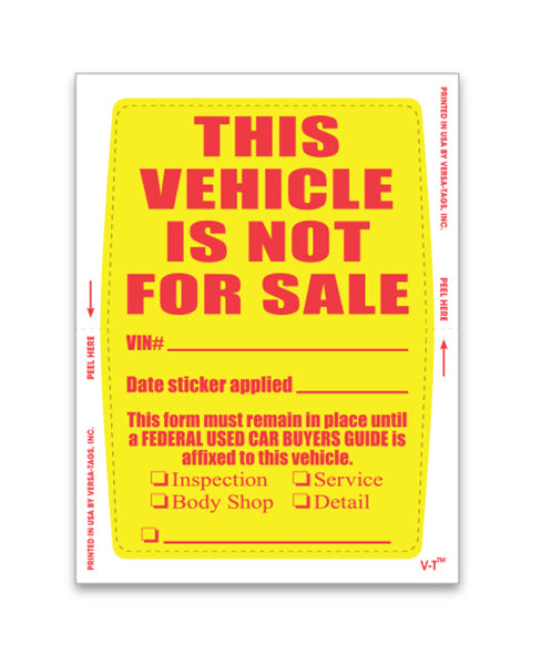 Vehicle Not For Sale Stickers (Face Stick)