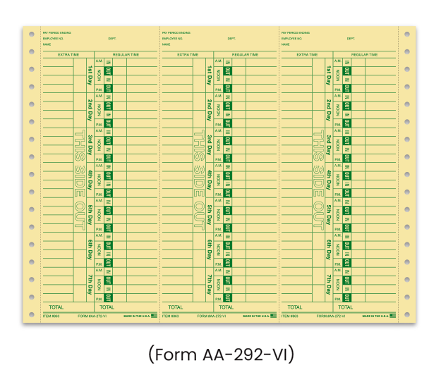 Time Clock Cards - Continuous (AA-292-VI)