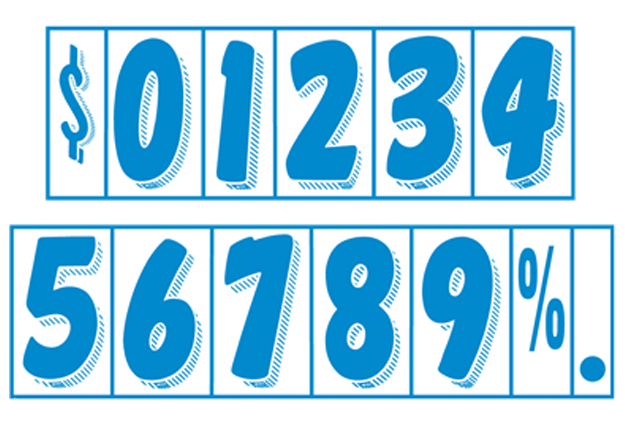 7-1/2" Shadow Number Decals - Blue/White