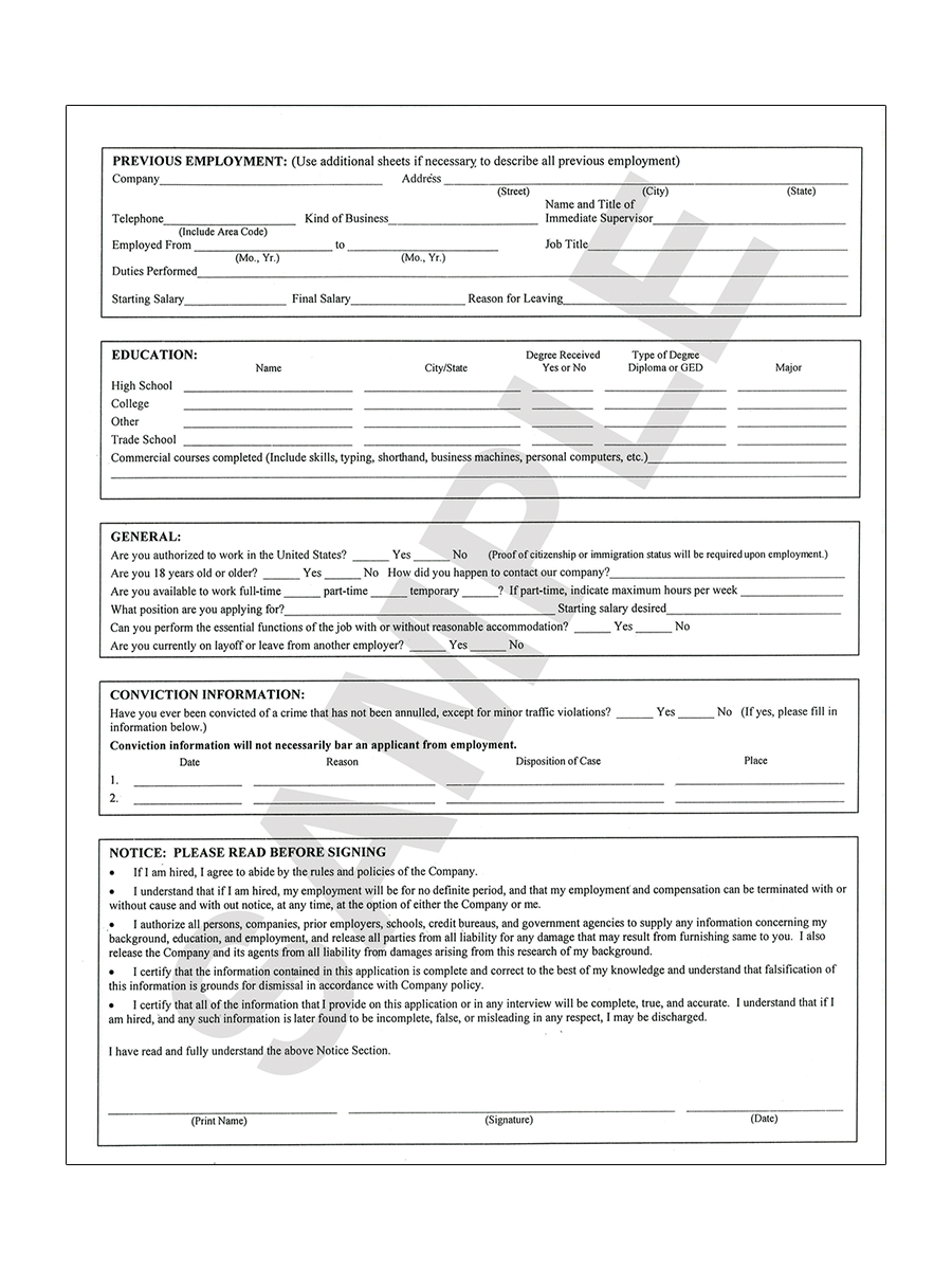 Employment Application 2-Page