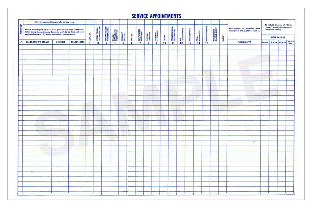 Desk Service Appointment Schedule (NHADS-607)