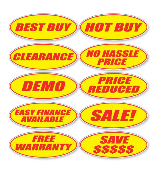 Oval Slogan Decals - Red/Yellow