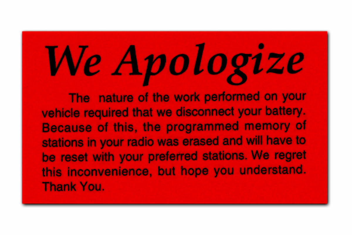 We Apologize Cards