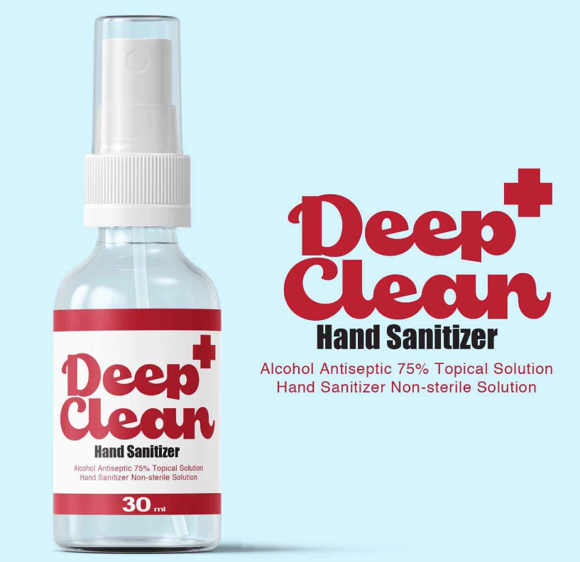 Deep+ Clean Hand Sanitizer - 1oz Reusable Glass Bottles