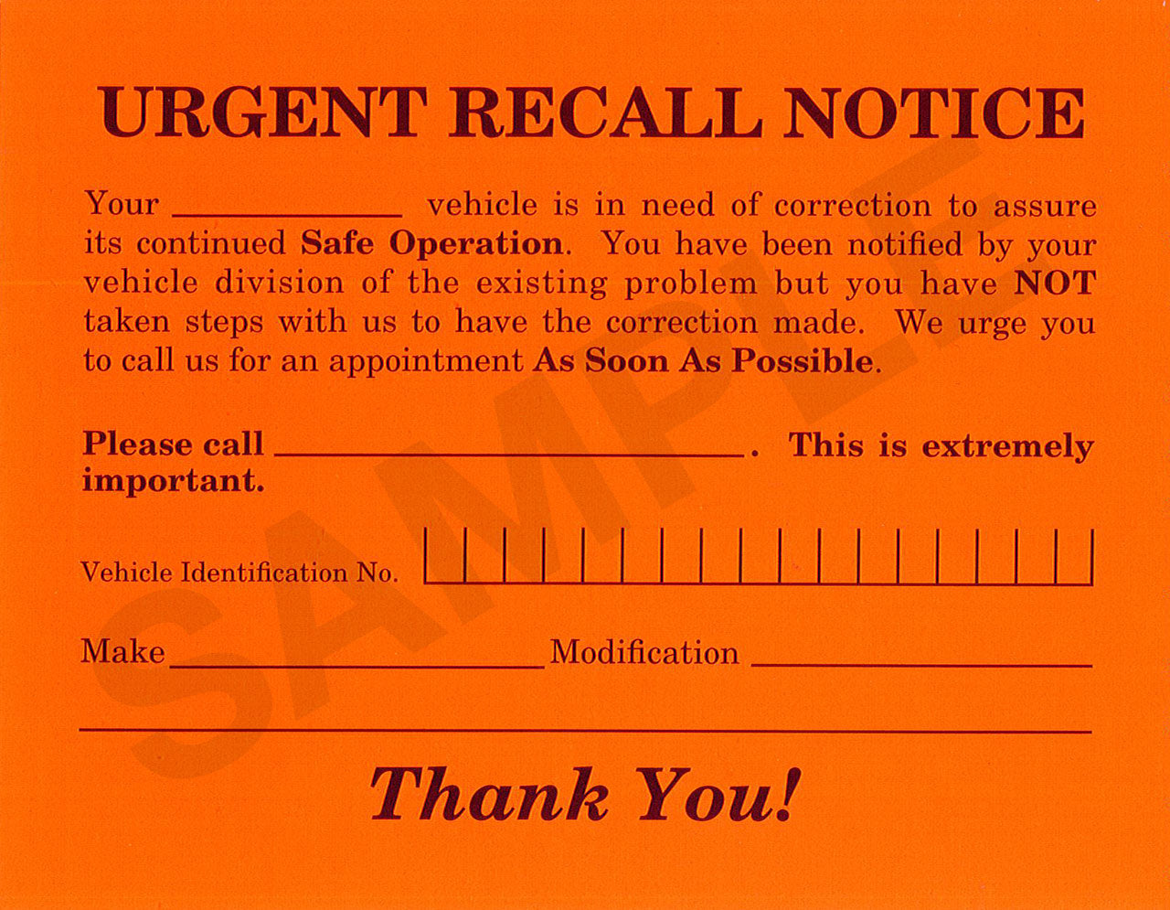 Urgent Recall Notices